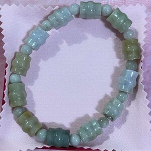 Certified Grade A BURMA Green Jade Jadeite Beaded Bracelet